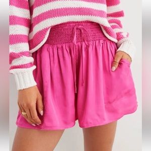 Aerie NWT Hot Pink High Waisted Shorts Shine Size M